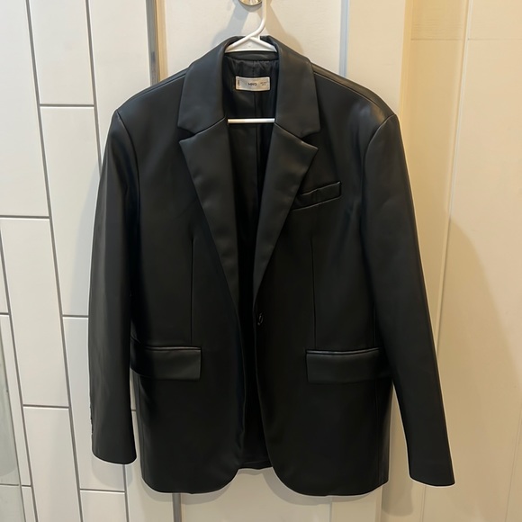Mango black leather jacket. Never worn. Size large. - Picture 1 of 2